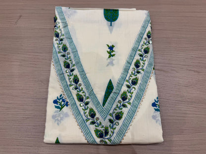 Cotton Hand Work Suit with Chiffon Dupatta