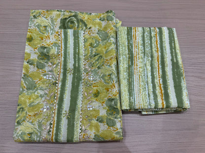 Cotton Hand Work Suit with Chiffon Dupatta
