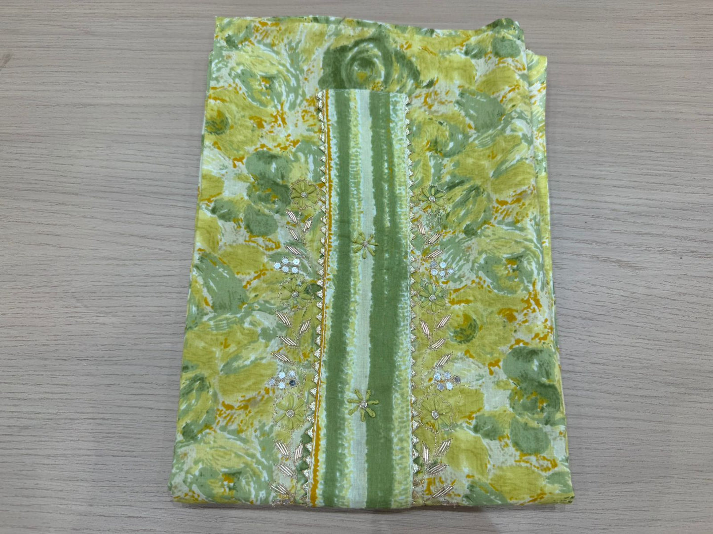 Cotton Hand Work Suit with Chiffon Dupatta