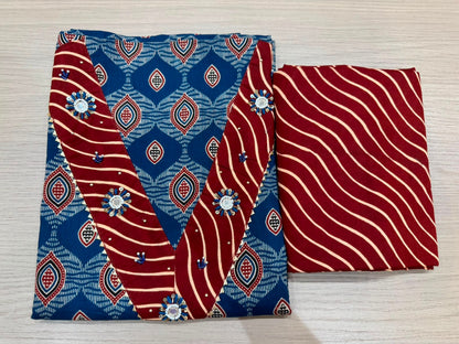 Cotton Hand Work Suit with Chiffon Dupatta