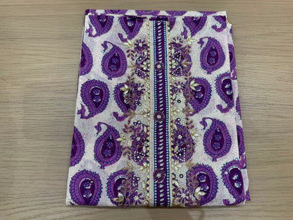 Cotton Hand Work Suit with Chiffon Dupatta