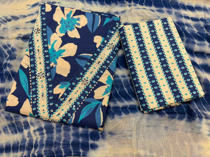 Cotton Hand Work Suit with Chiffon Dupatta
