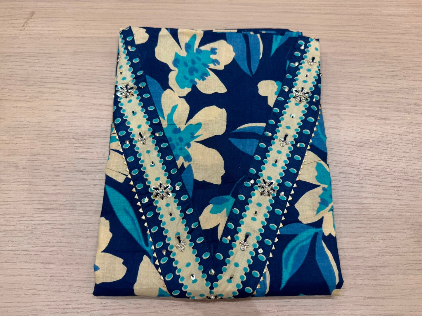 Cotton Hand Work Suit with Chiffon Dupatta