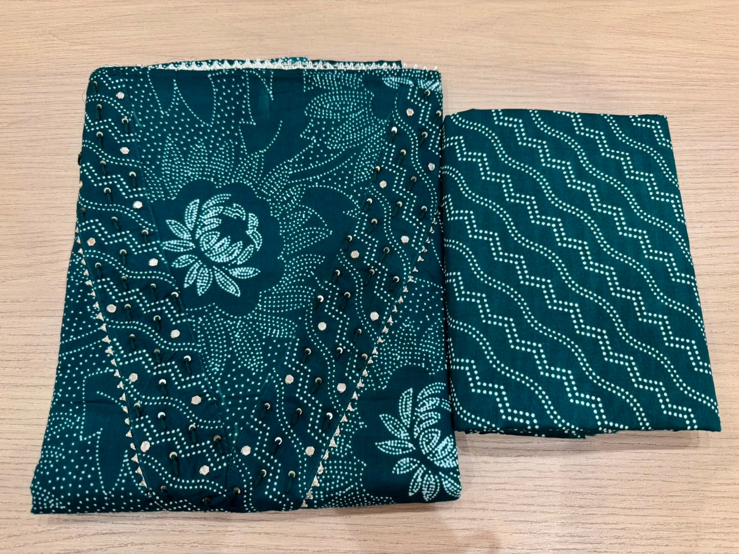 Cotton Hand Work Suit with Chiffon Dupatta