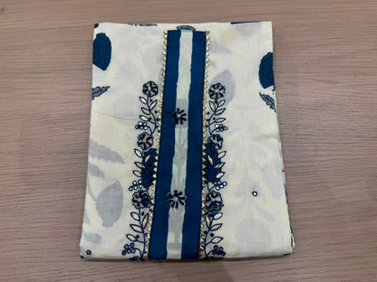 Cotton Hand Work Suit with Chiffon Dupatta
