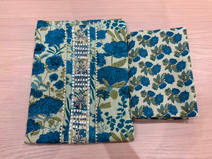 Cotton Hand Work Suit with Chiffon Dupatta