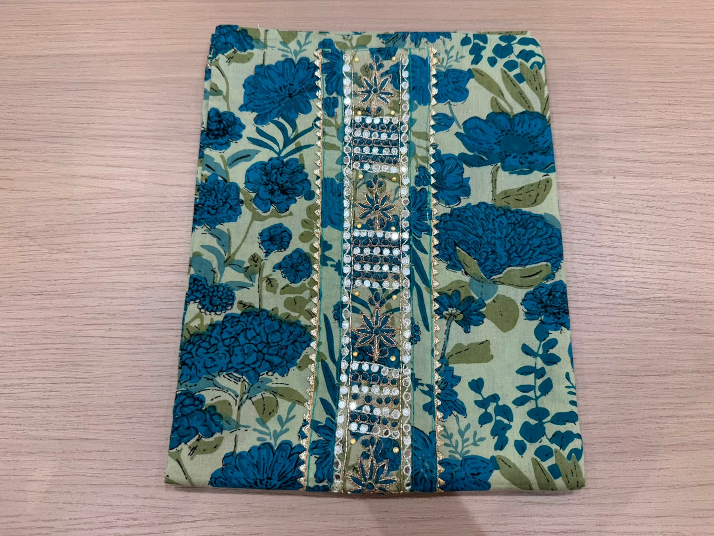 Cotton Hand Work Suit with Chiffon Dupatta