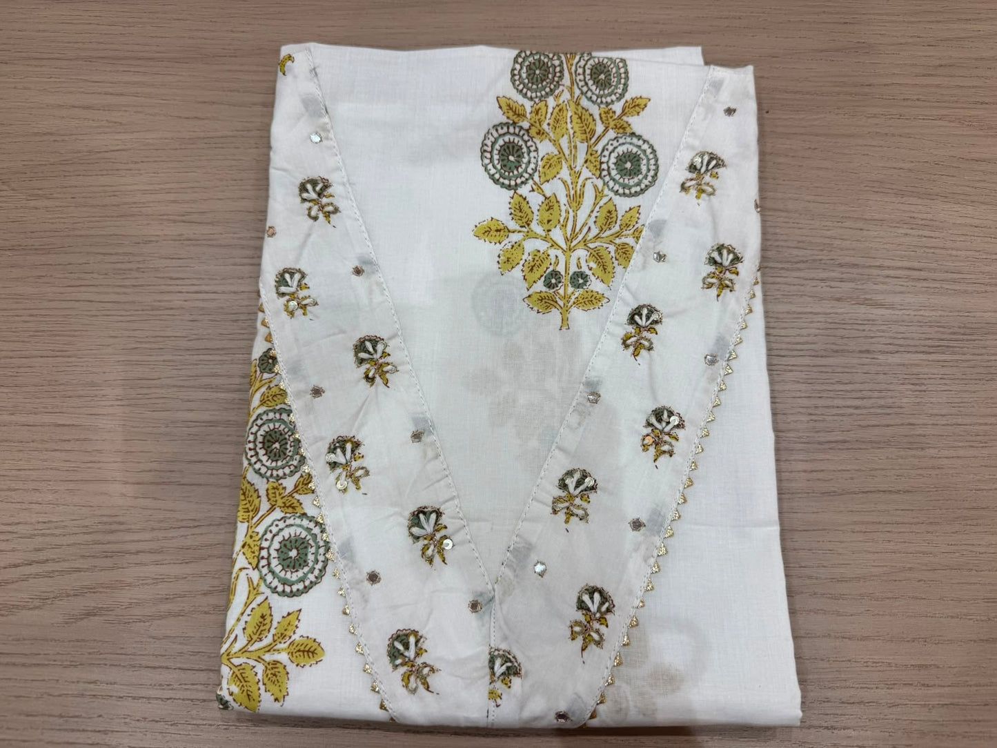 Cotton Hand Work Suit with Chiffon Dupatta
