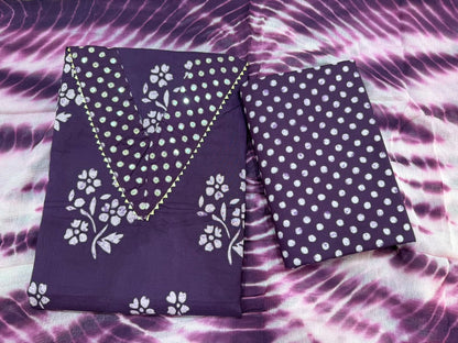 Cotton Hand Work Suit with Chiffon Dupatta