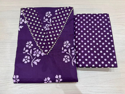 Cotton Hand Work Suit with Chiffon Dupatta