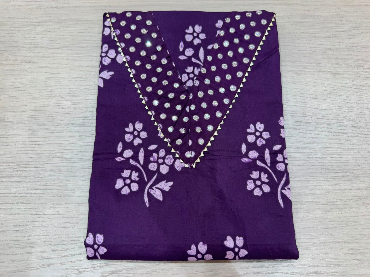 Cotton Hand Work Suit with Chiffon Dupatta