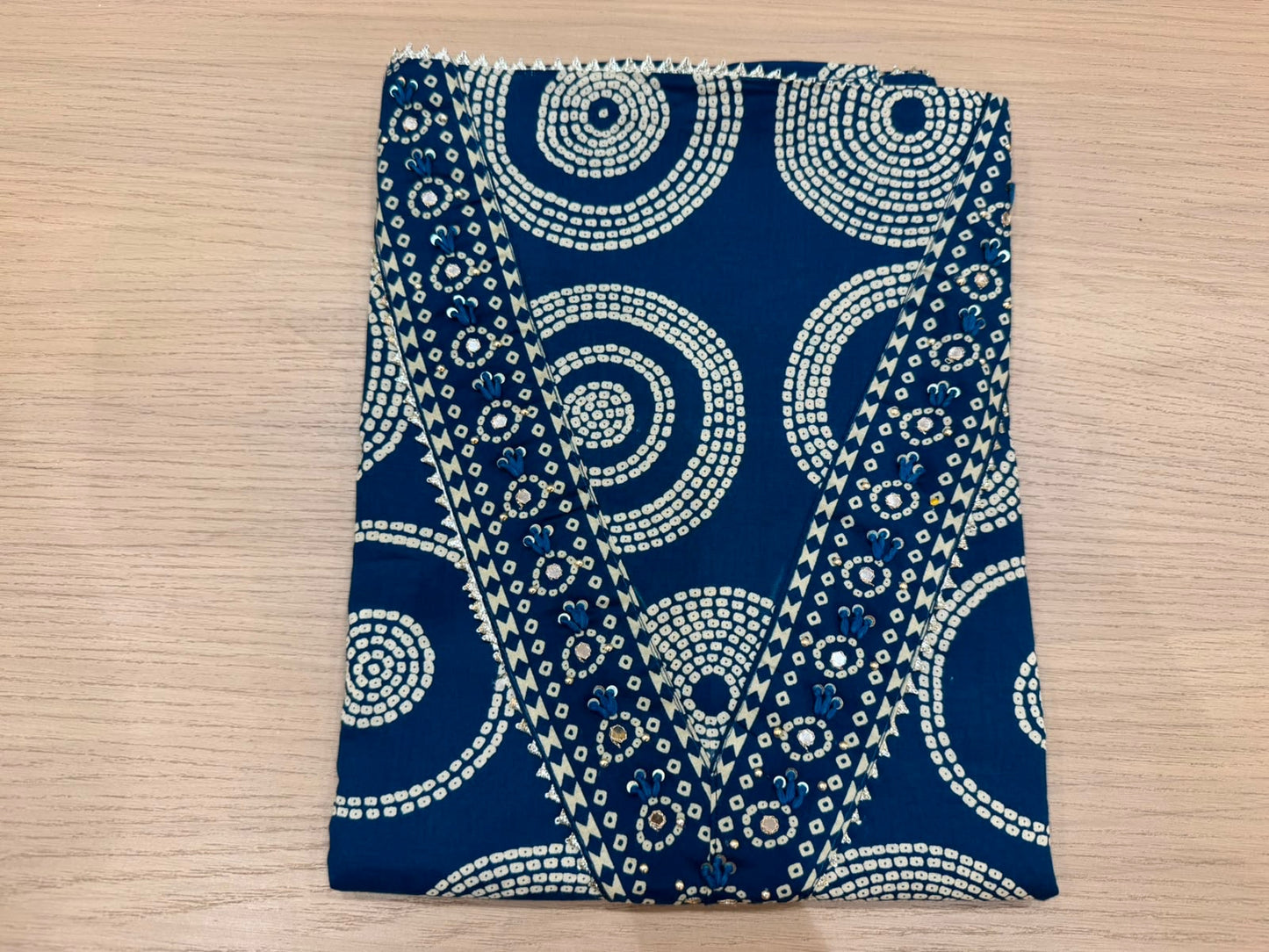 Cotton Hand Work Suit with Chiffon Dupatta