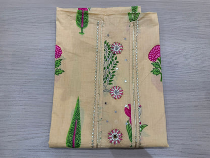 Cotton Hand Work Suit with Chiffon Dupatta