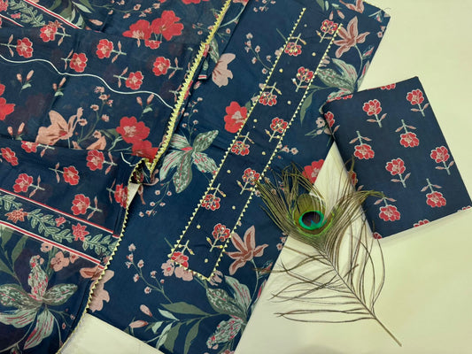 Cotton Embroidery Suit with Cotton Dupatta