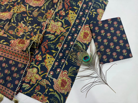 Cotton Embroidery Suit with Cotton Dupatta