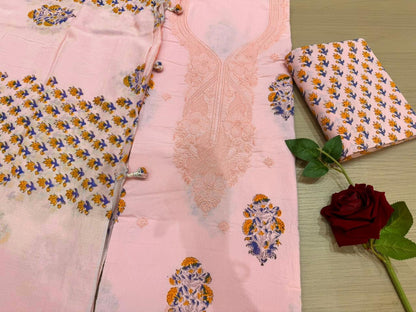 Cotton Embroidery Suit with Mul Mul Dupatta