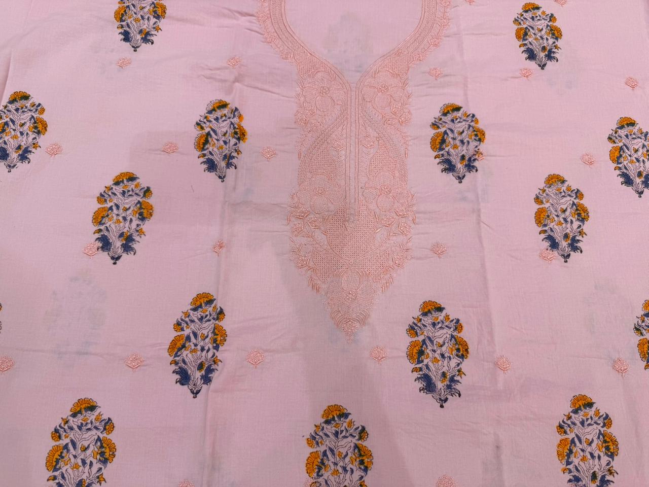 Cotton Embroidery Suit with Mul Mul Dupatta