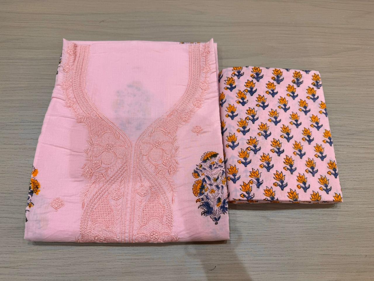 Cotton Embroidery Suit with Mul Mul Dupatta