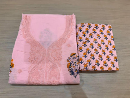 Cotton Embroidery Suit with Mul Mul Dupatta