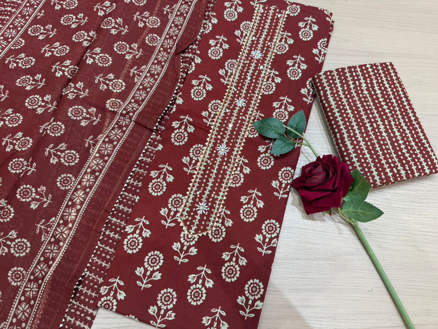 Cotton Embroidery Suit with Cotton Dupatta