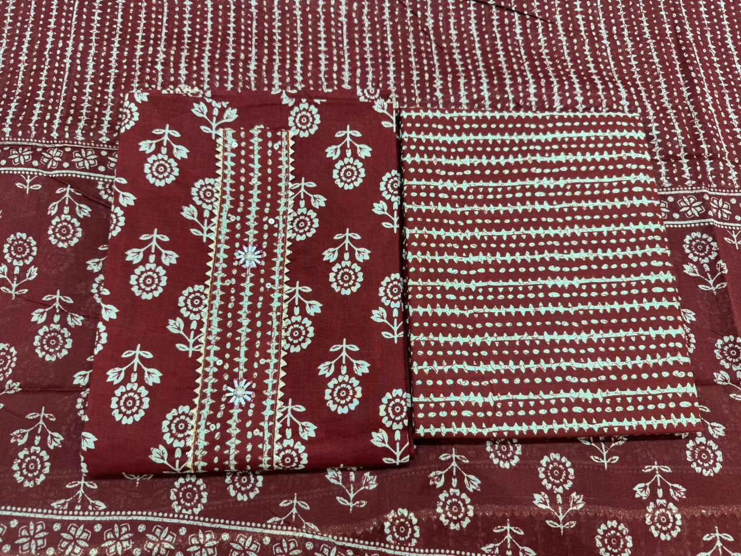 Cotton Embroidery Suit with Cotton Dupatta