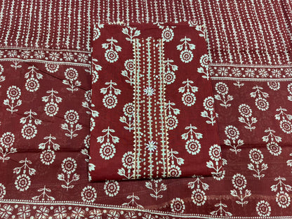Cotton Embroidery Suit with Cotton Dupatta