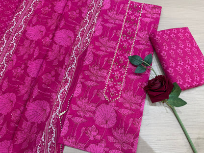 Cotton Embroidery Suit with Cotton Dupatta