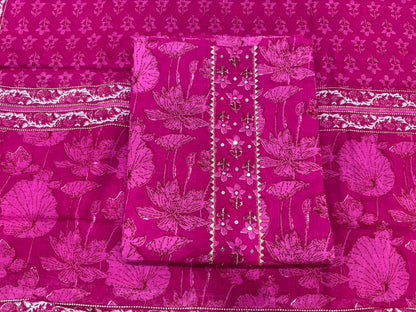Cotton Embroidery Suit with Cotton Dupatta