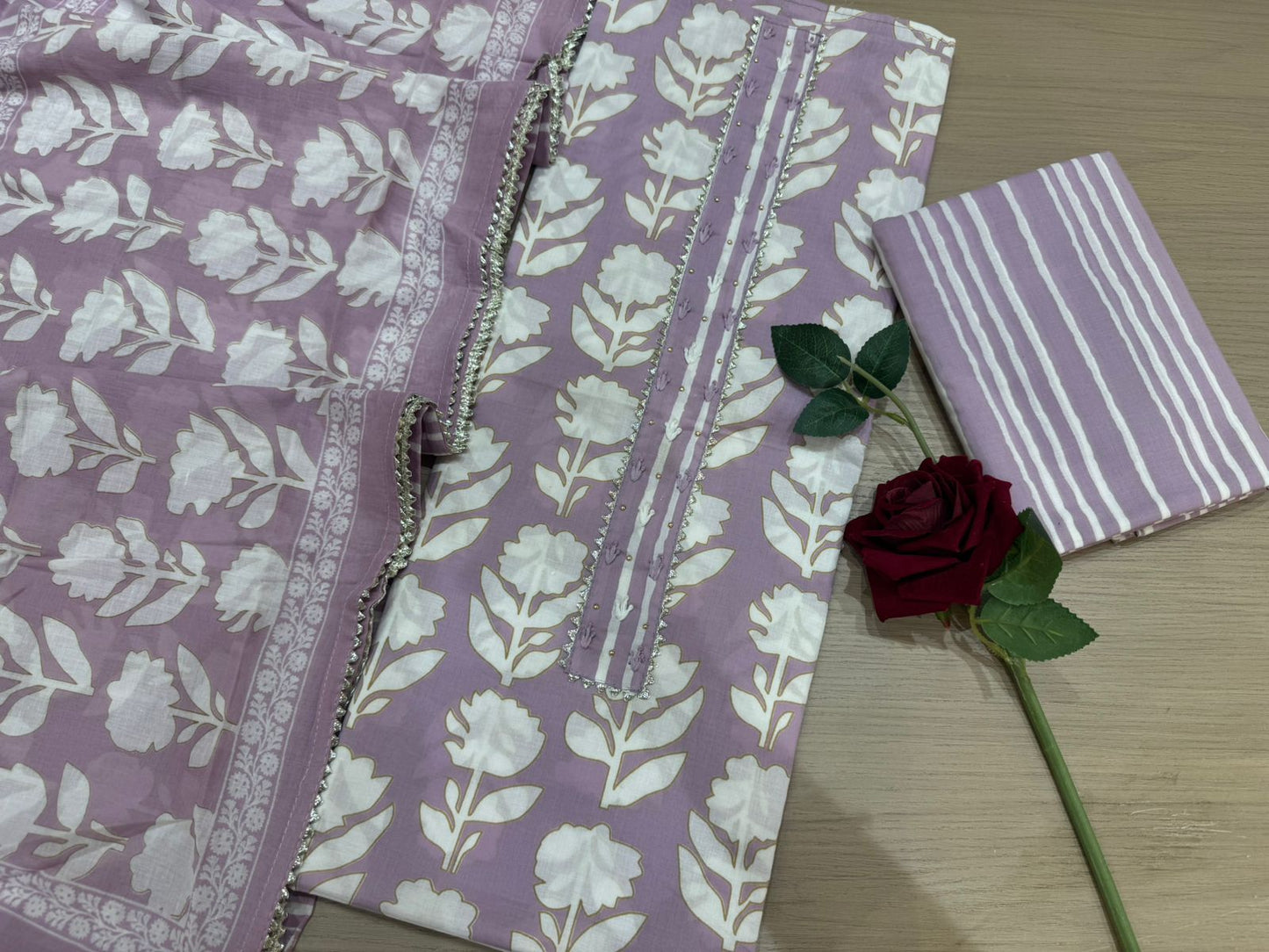 Cotton Embroidery Suit with Cotton Dupatta