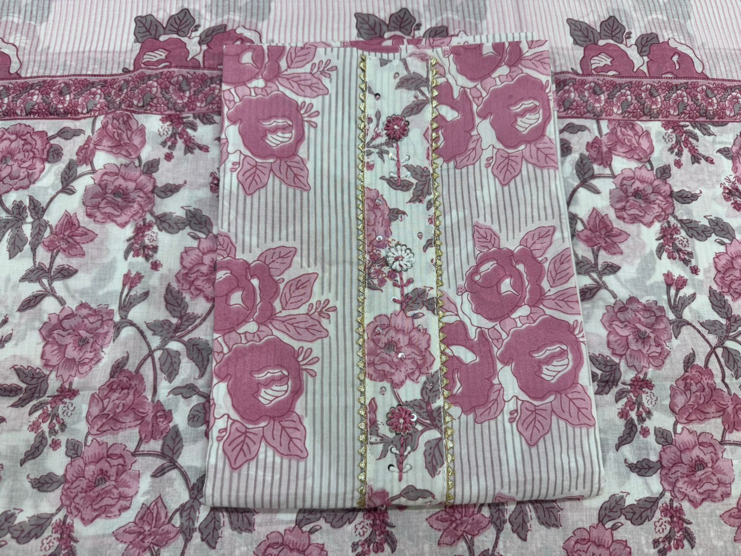 Cotton Embroidery Suit with Cotton Dupatta