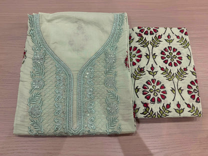 Cotton Embroidery Suit with Mul Mul Dupatta