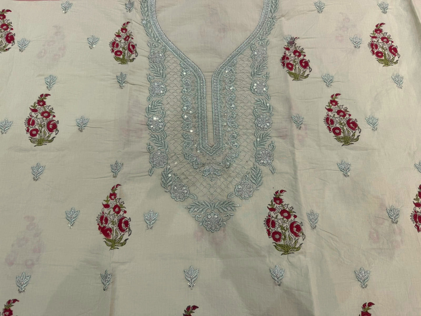 Cotton Embroidery Suit with Mul Mul Dupatta
