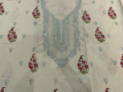 Cotton Embroidery Suit with Mul Mul Dupatta
