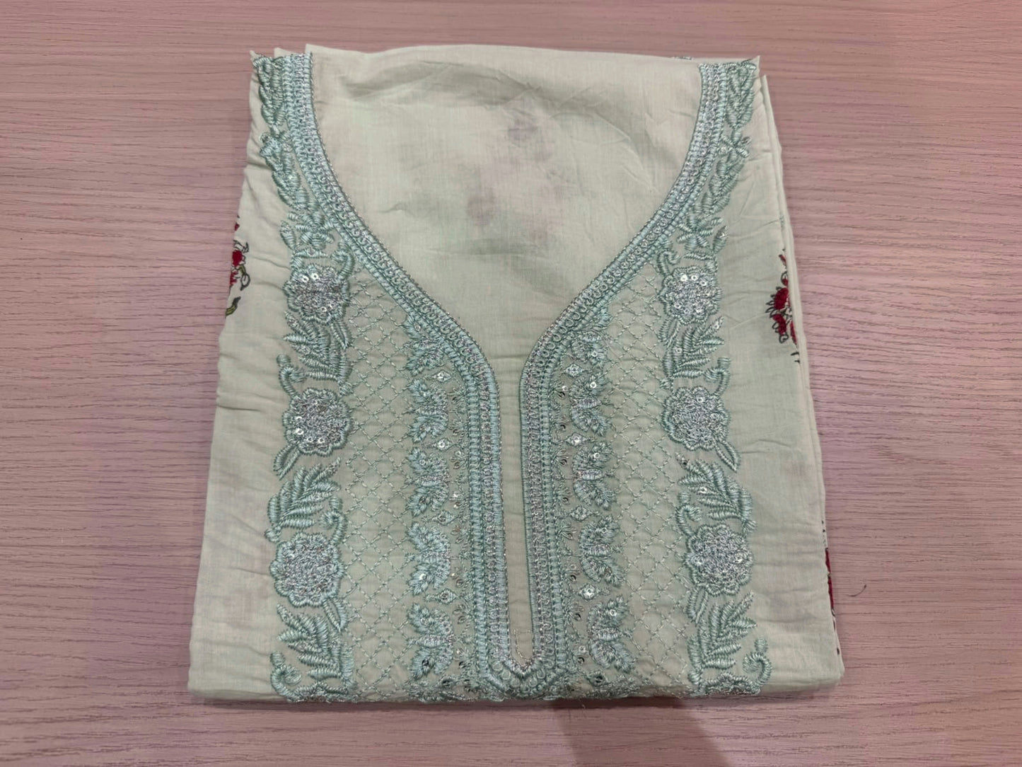 Cotton Embroidery Suit with Mul Mul Dupatta