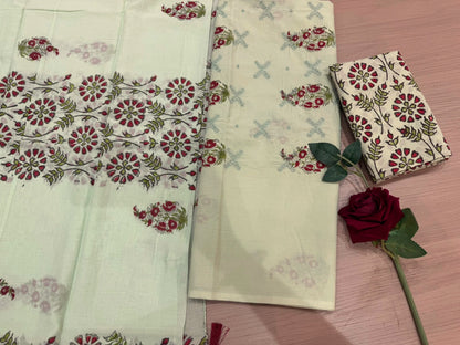 Cotton Embroidery Suit with Mul Mul Dupatta