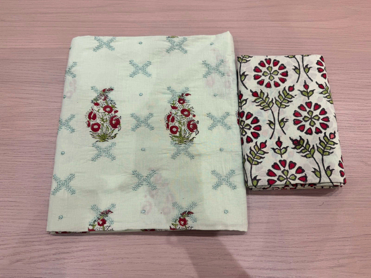 Cotton Embroidery Suit with Mul Mul Dupatta