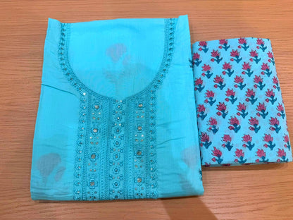 Cotton Embroidery Suit with Mul Mul Dupatta