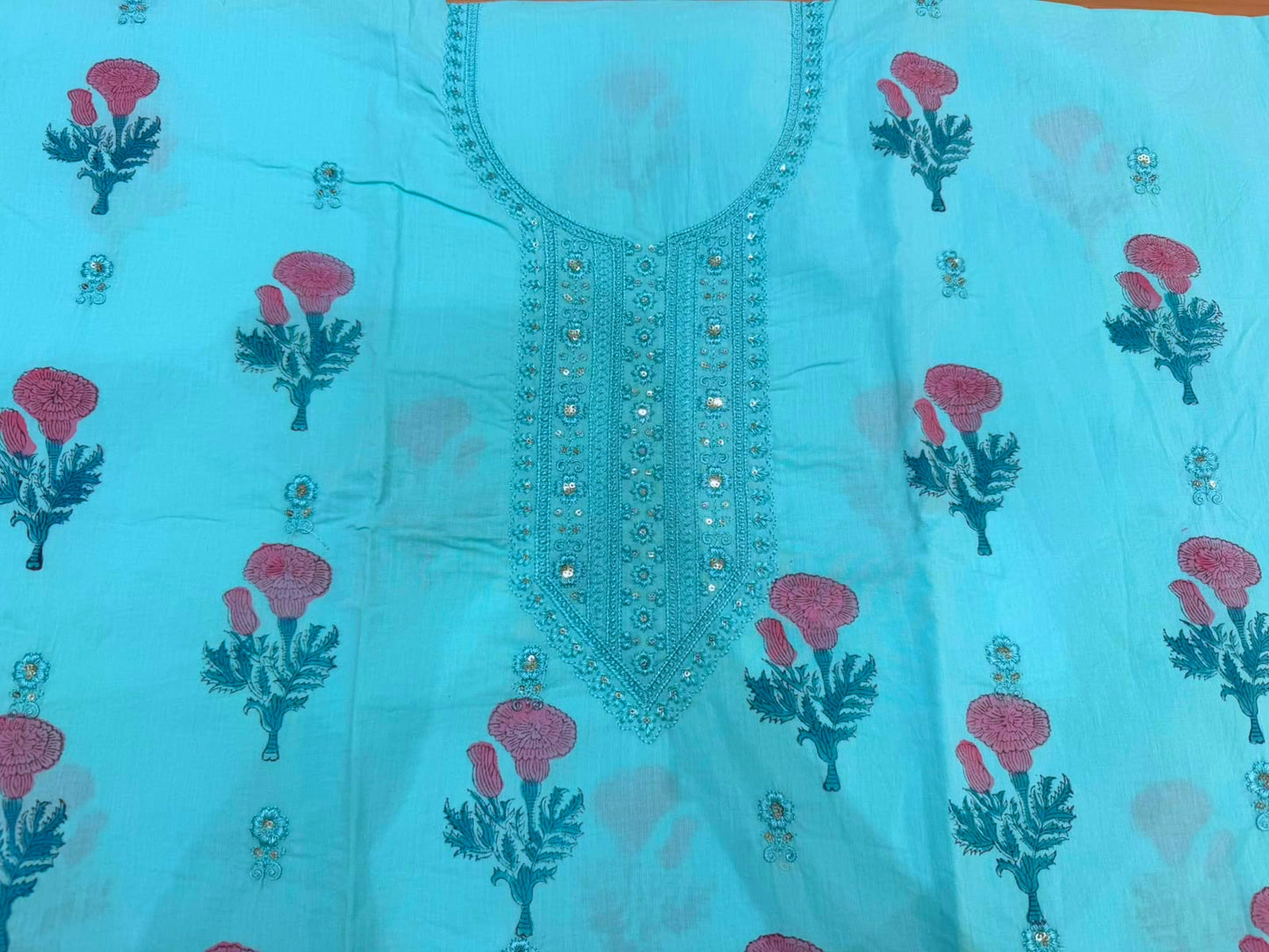Cotton Embroidery Suit with Mul Mul Dupatta