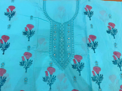 Cotton Embroidery Suit with Mul Mul Dupatta