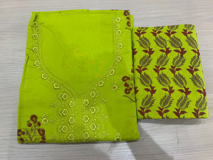 Cotton Embroidery Suit with Mul Mul Dupatta