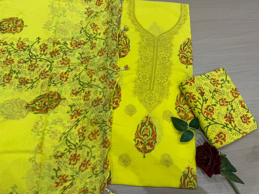 Cotton Embroidery Suit with Mul Mul Dupatta