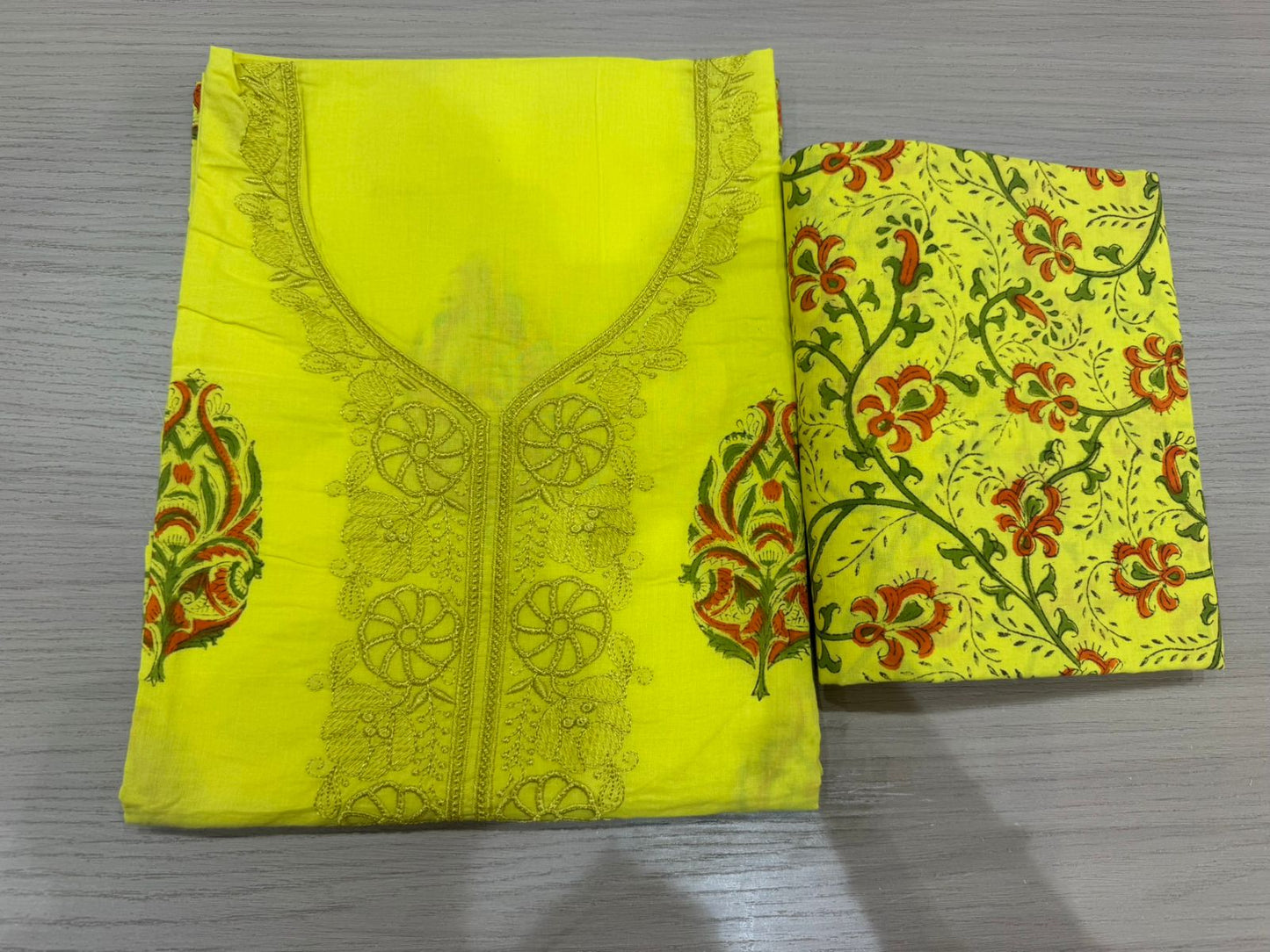 Cotton Embroidery Suit with Mul Mul Dupatta
