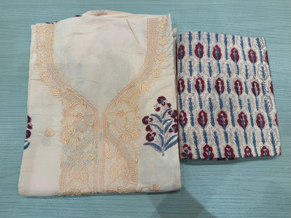Cotton Embroidery Suit with Mul Mul Dupatta