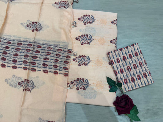 Cotton Embroidery Suit with Mul Mul Dupatta