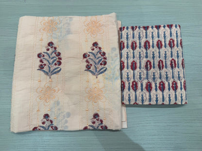 Cotton Embroidery Suit with Mul Mul Dupatta