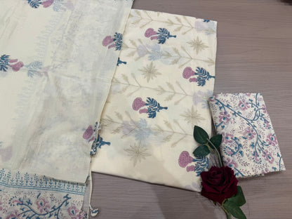 Cotton Embroidery Suit with Mul Mul Dupatta
