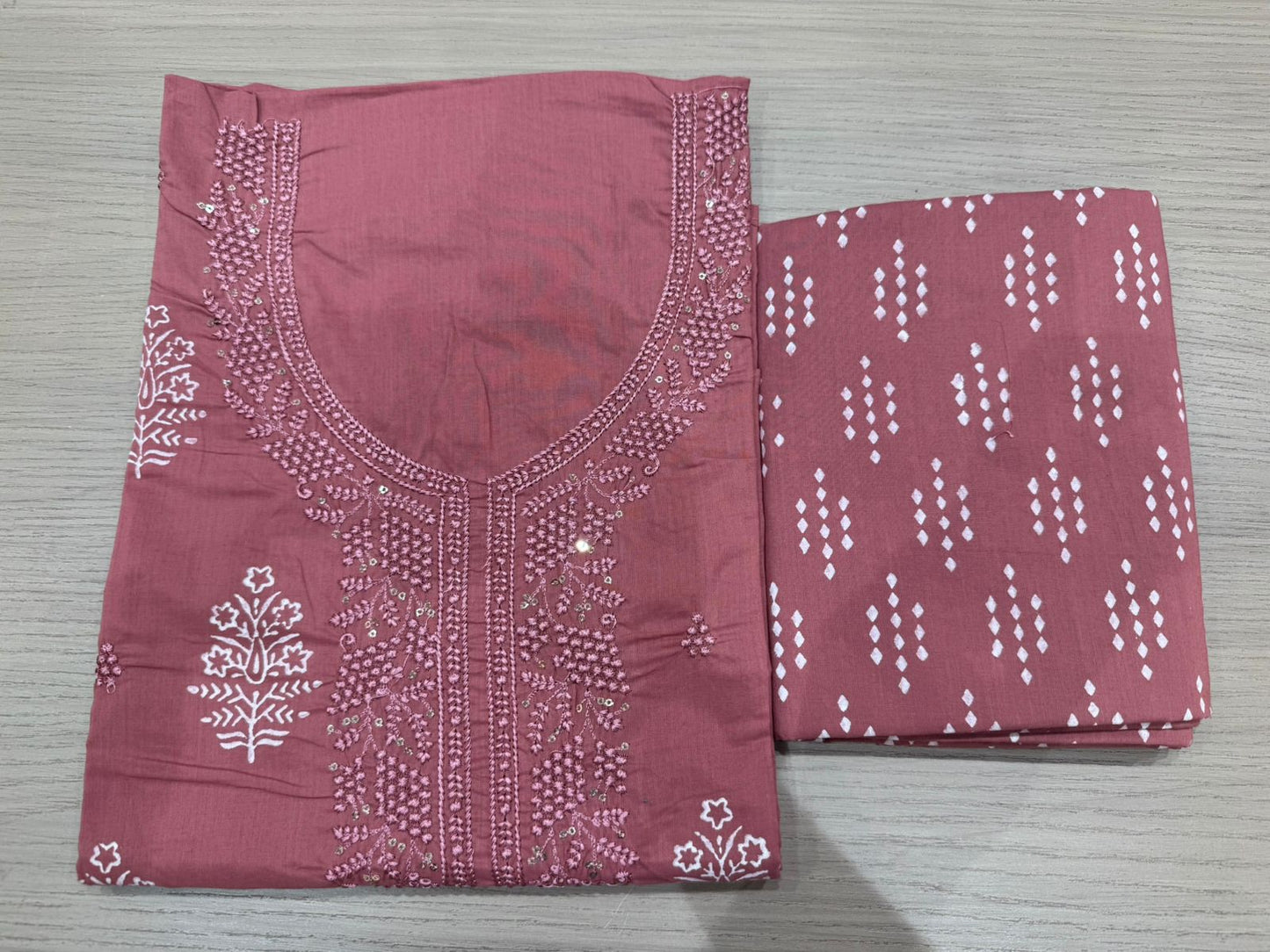 Cotton Embroidery Suit with Mul Mul Dupatta