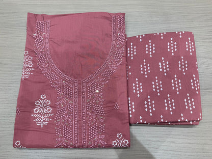 Cotton Embroidery Suit with Mul Mul Dupatta
