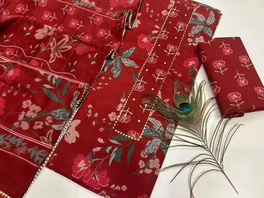 Cotton Embroidery Suit with Cotton Dupatta