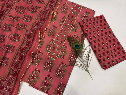 Cotton Embroidery Suit with Cotton Dupatta
